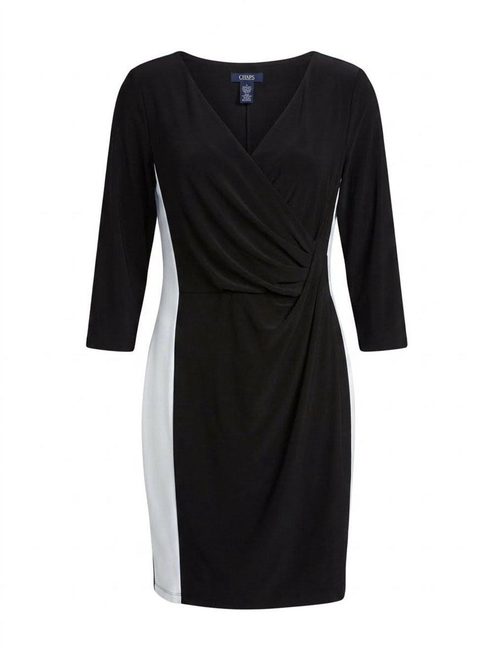 Chaps Black White Colorblock Faux Wrap Dress M Corporate Casual Minimalist Chic